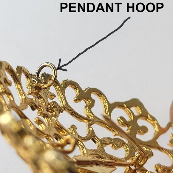 Large Filigree Gold Tone Brooch and Pendant - Picture 4 of 15